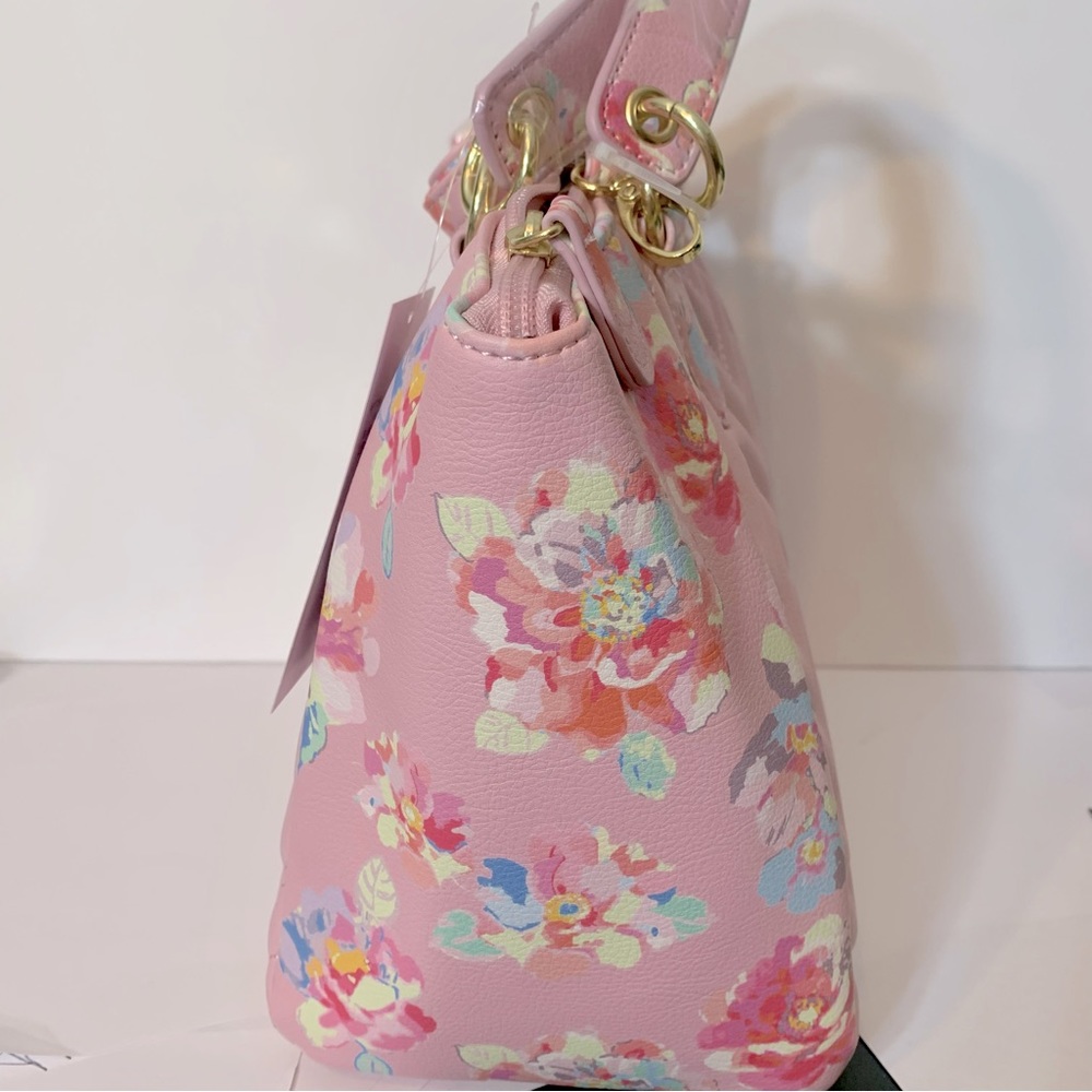 (SOLD)Betsey Johnson crossbody pink floral crescent shape - Picture 4 of 9
